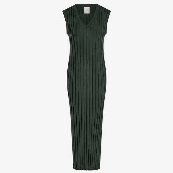VARLEY Christine Knit Forest Glade Green Maxi Dress L Fall Sleeveless Work Party - Picture 5 of 14
